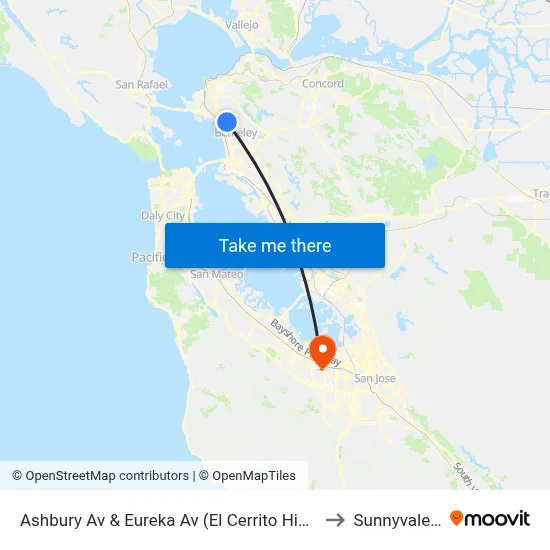 Ashbury Av & Eureka Av (El Cerrito High School) to Sunnyvale, CA map