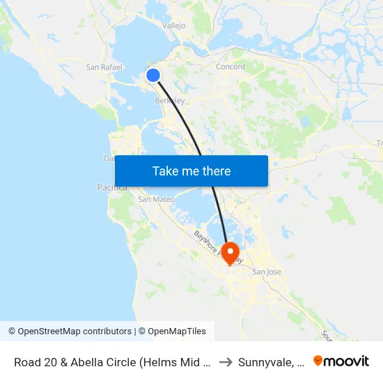 Road 20 & Abella Circle (Helms Mid Sch) to Sunnyvale, CA map