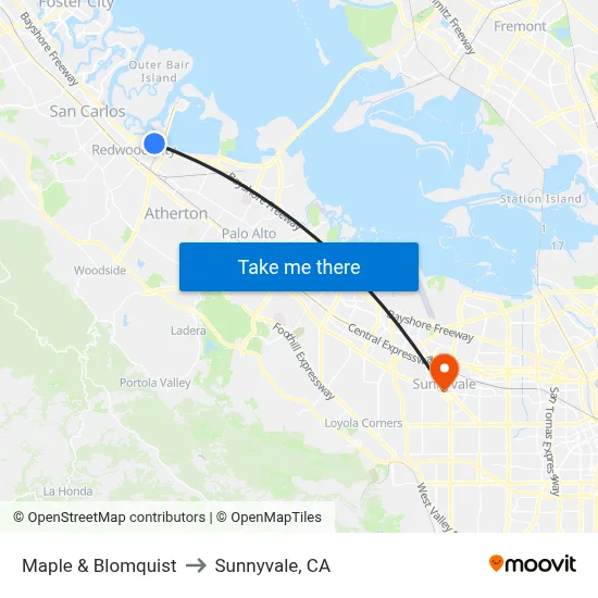 Maple & Blomquist to Sunnyvale, CA map