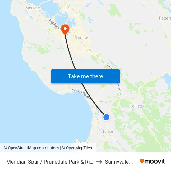 Meridian Spur / Prunedale Park & Ride to Sunnyvale, CA map