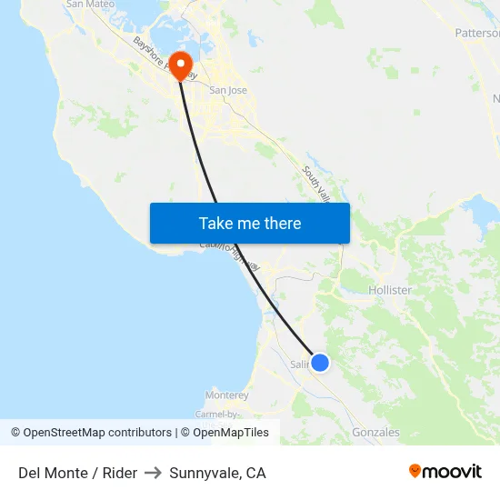 Del Monte /  Rider to Sunnyvale, CA map