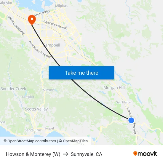 Howson & Monterey (W) to Sunnyvale, CA map