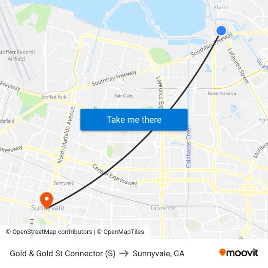 Gold & Gold St Connector (S) to Sunnyvale, CA map