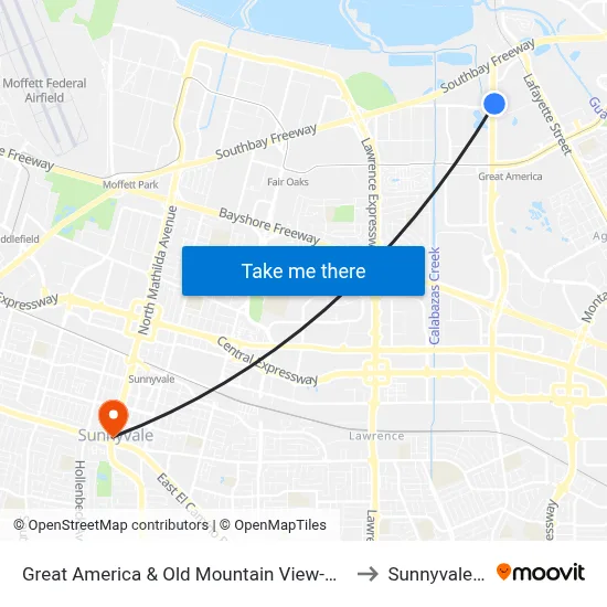 Great America & Old Mountain View-Alviso (N) to Sunnyvale, CA map