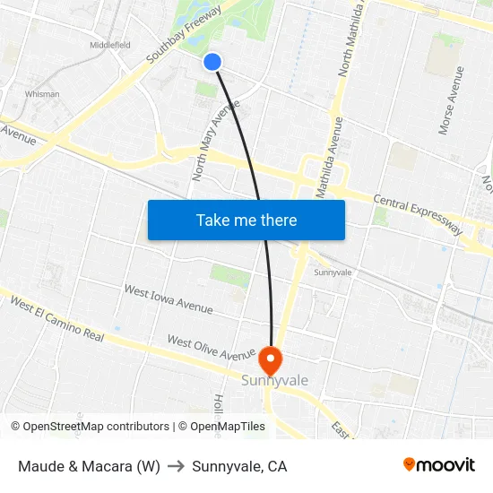 Maude & Macara (W) to Sunnyvale, CA map