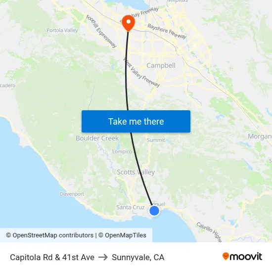 Capitola Rd & 41st Ave to Sunnyvale, CA map
