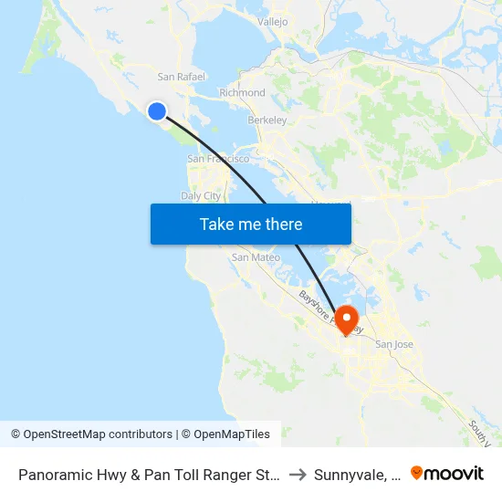 Panoramic Hwy & Pan Toll Ranger Station to Sunnyvale, CA map