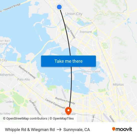 Whipple Rd & Wiegman Rd to Sunnyvale, CA map