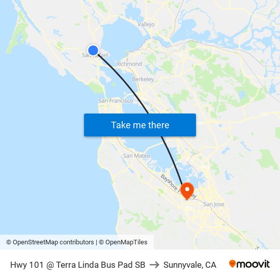 Hwy 101 @ Terra Linda Bus Pad SB to Sunnyvale, CA map