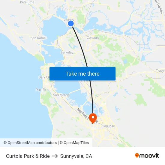 Curtola Park & Ride to Sunnyvale, CA map