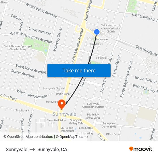 Sunnyvale to Sunnyvale, CA map