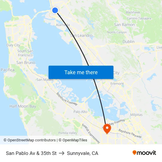 San Pablo Av & 35th St to Sunnyvale, CA map