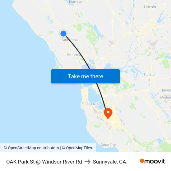OAK Park St @ Windsor River Rd to Sunnyvale, CA map