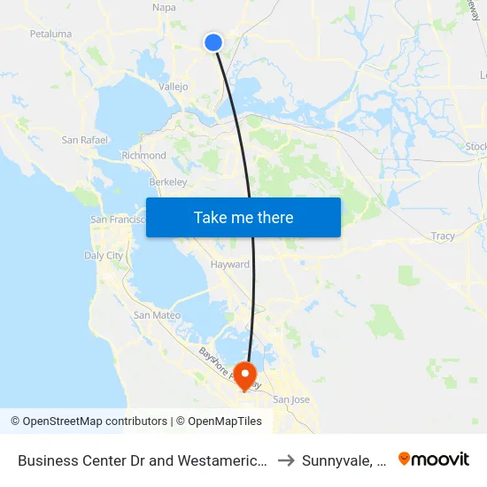 Business Center Dr and Westamerica Dr to Sunnyvale, CA map