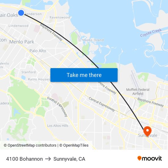 4100 Bohannon to Sunnyvale, CA map