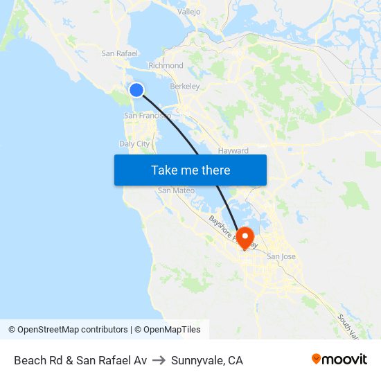 Beach Rd & San Rafael Av to Sunnyvale, CA map