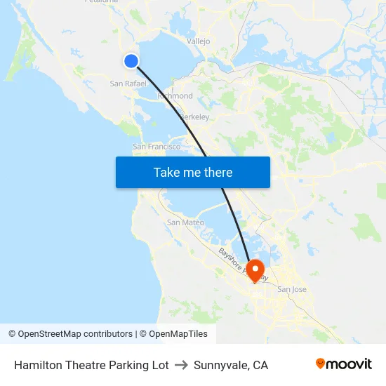 Hamilton Theatre Parking Lot to Sunnyvale, CA map