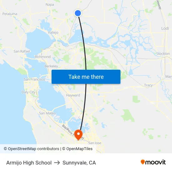 Armijo High School to Sunnyvale, CA map