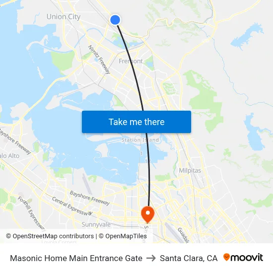 Masonic Home Main Entrance Gate to Santa Clara, CA map