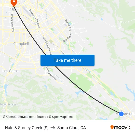 Hale & Stoney Creek (S) to Santa Clara, CA map