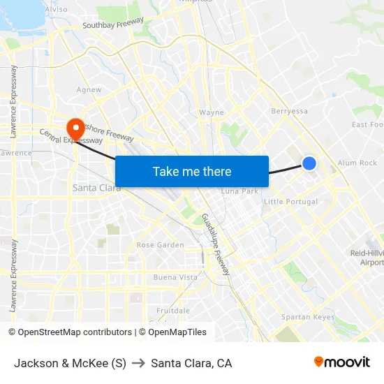 Jackson & McKee (S) to Santa Clara, CA map
