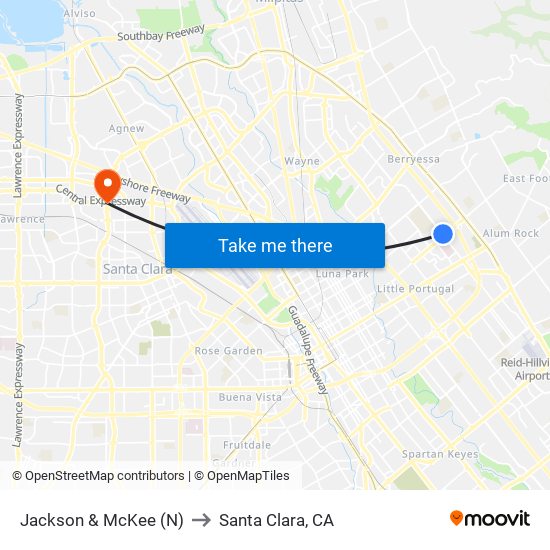 Jackson & McKee (N) to Santa Clara, CA map