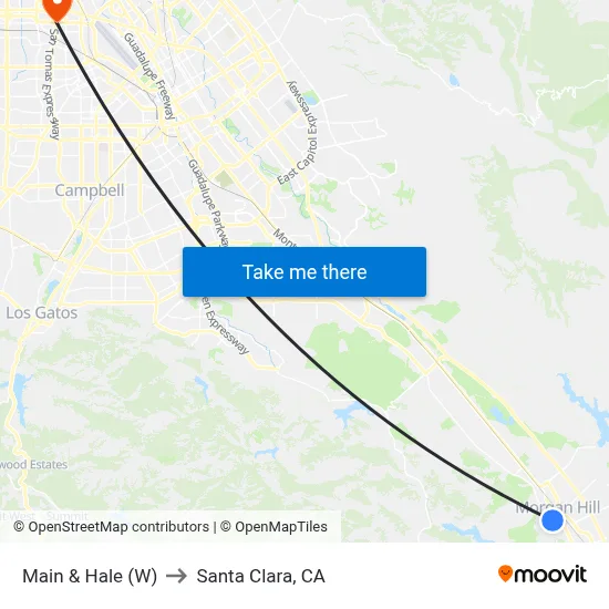 Main & Hale (W) to Santa Clara, CA map