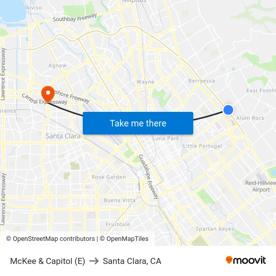 McKee & Capitol (E) to Santa Clara, CA map