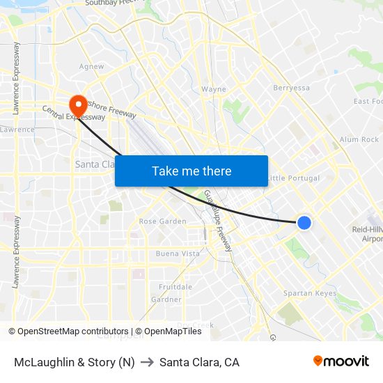 McLaughlin & Story (N) to Santa Clara, CA map
