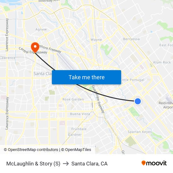 McLaughlin & Story (S) to Santa Clara, CA map