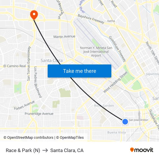 Race & Park (N) to Santa Clara, CA map