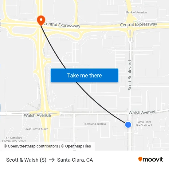 Scott & Walsh (S) to Santa Clara, CA map