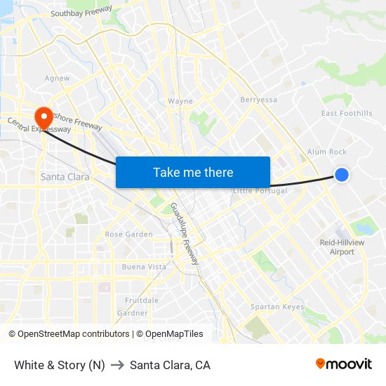 White & Story (N) to Santa Clara, CA map