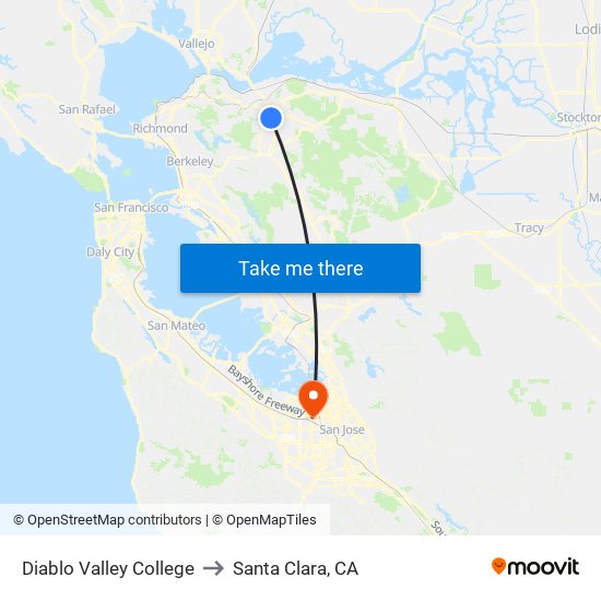 Diablo Valley College to Santa Clara, CA map