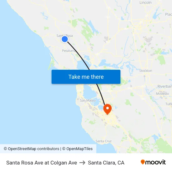 Santa Rosa Ave at Colgan Ave to Santa Clara, CA map