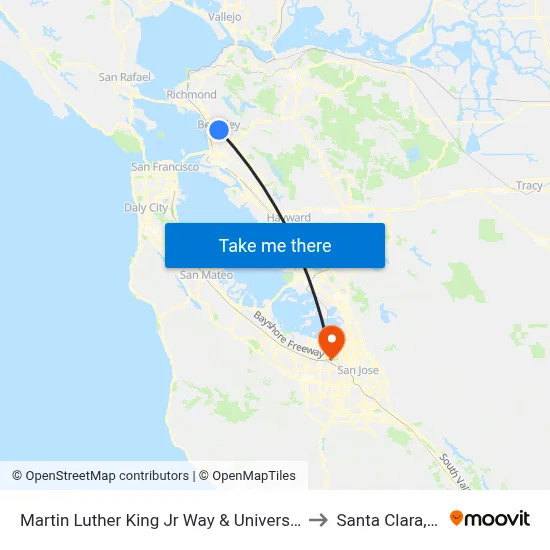 Martin Luther King Jr Way & University Av to Santa Clara, CA map