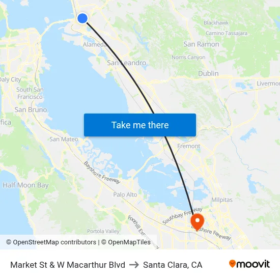 Market St & W Macarthur Blvd to Santa Clara, CA map