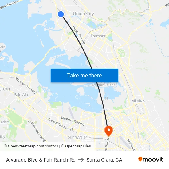 Alvarado Blvd & Fair Ranch Rd to Santa Clara, CA map