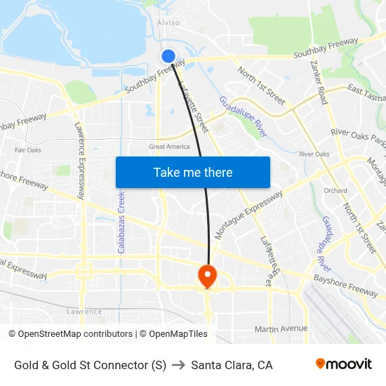 Gold & Gold St Connector (S) to Santa Clara, CA map