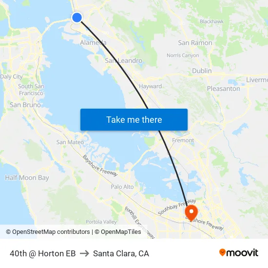 40th @ Horton EB to Santa Clara, CA map