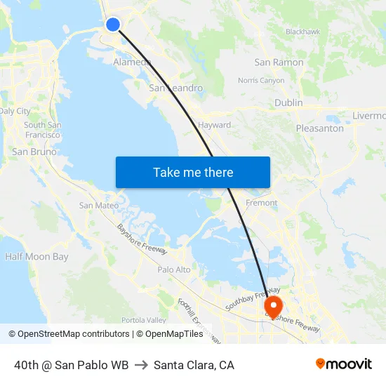 40th @ San Pablo WB to Santa Clara, CA map