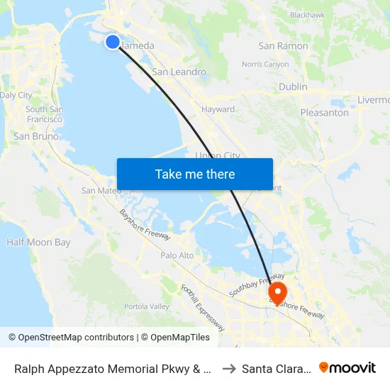 Ralph Appezzato Memorial Pkwy & Poggi St to Santa Clara, CA map
