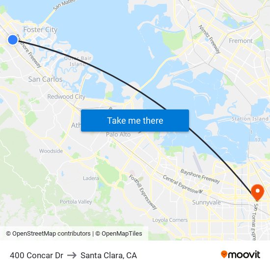 400 Concar Dr to Santa Clara, CA map