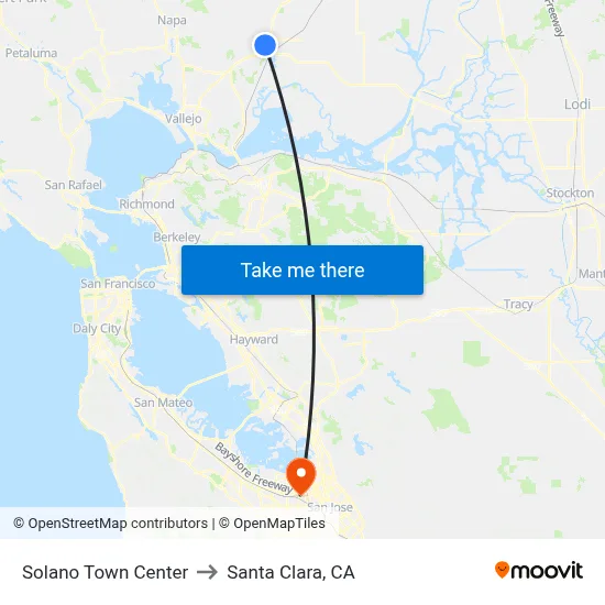 Solano Town Center to Santa Clara, CA map
