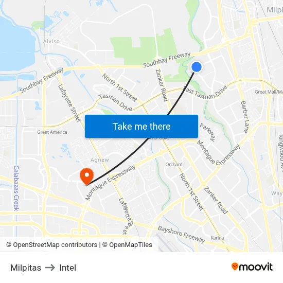 Milpitas to Intel map