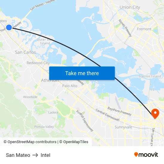San Mateo to Intel map