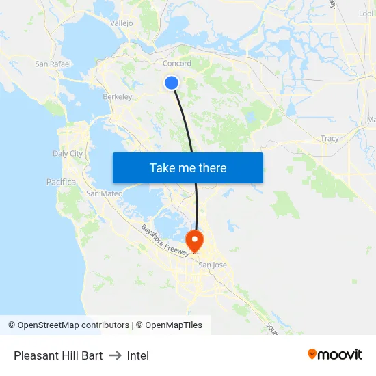 Pleasant Hill Bart to Intel map