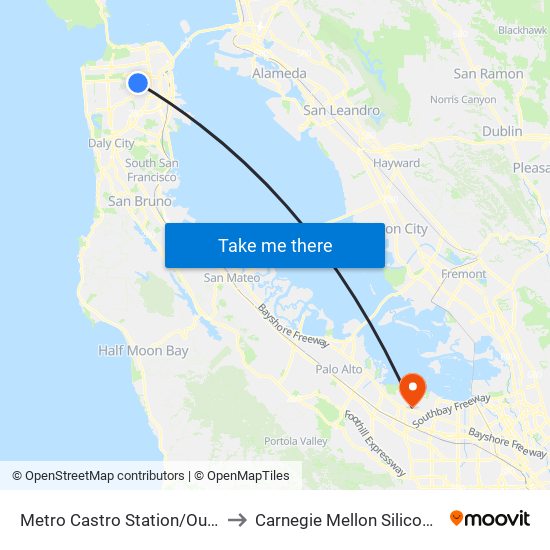Metro Castro Station/Outbound to Carnegie Mellon Silicon Valley map