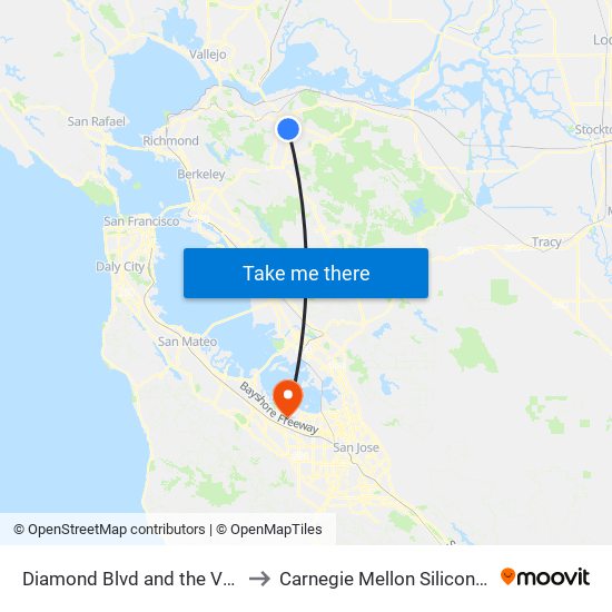 Diamond Blvd and the Veranda to Carnegie Mellon Silicon Valley map