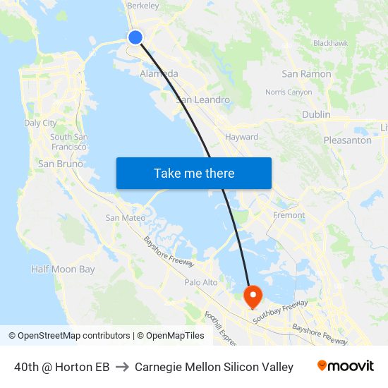 40th @ Horton EB to Carnegie Mellon Silicon Valley map